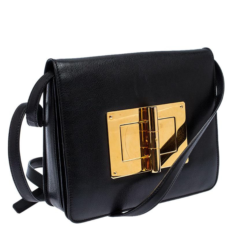 Tom Ford Black Leather Natalia Crossbody Bag In Good Condition In Dubai, Al Qouz 2