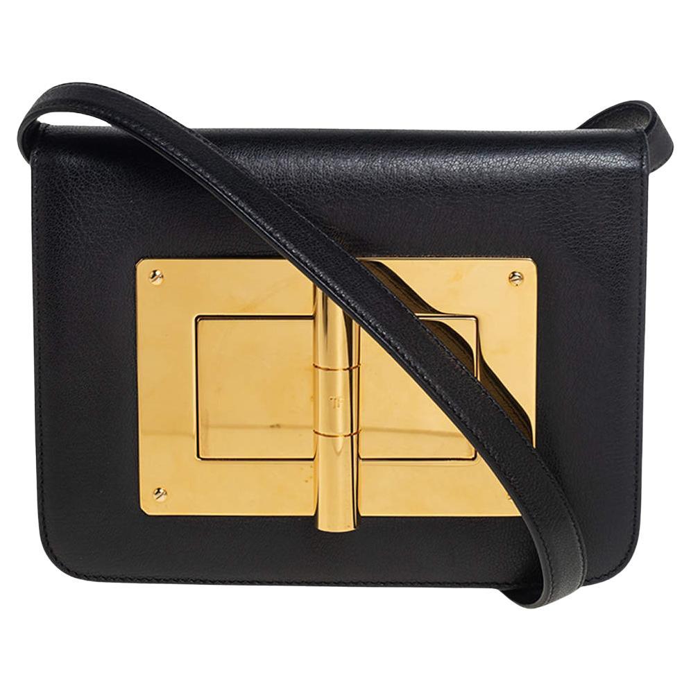 Tom Ford Black Leather Natalia Crossbody Bag For Sale