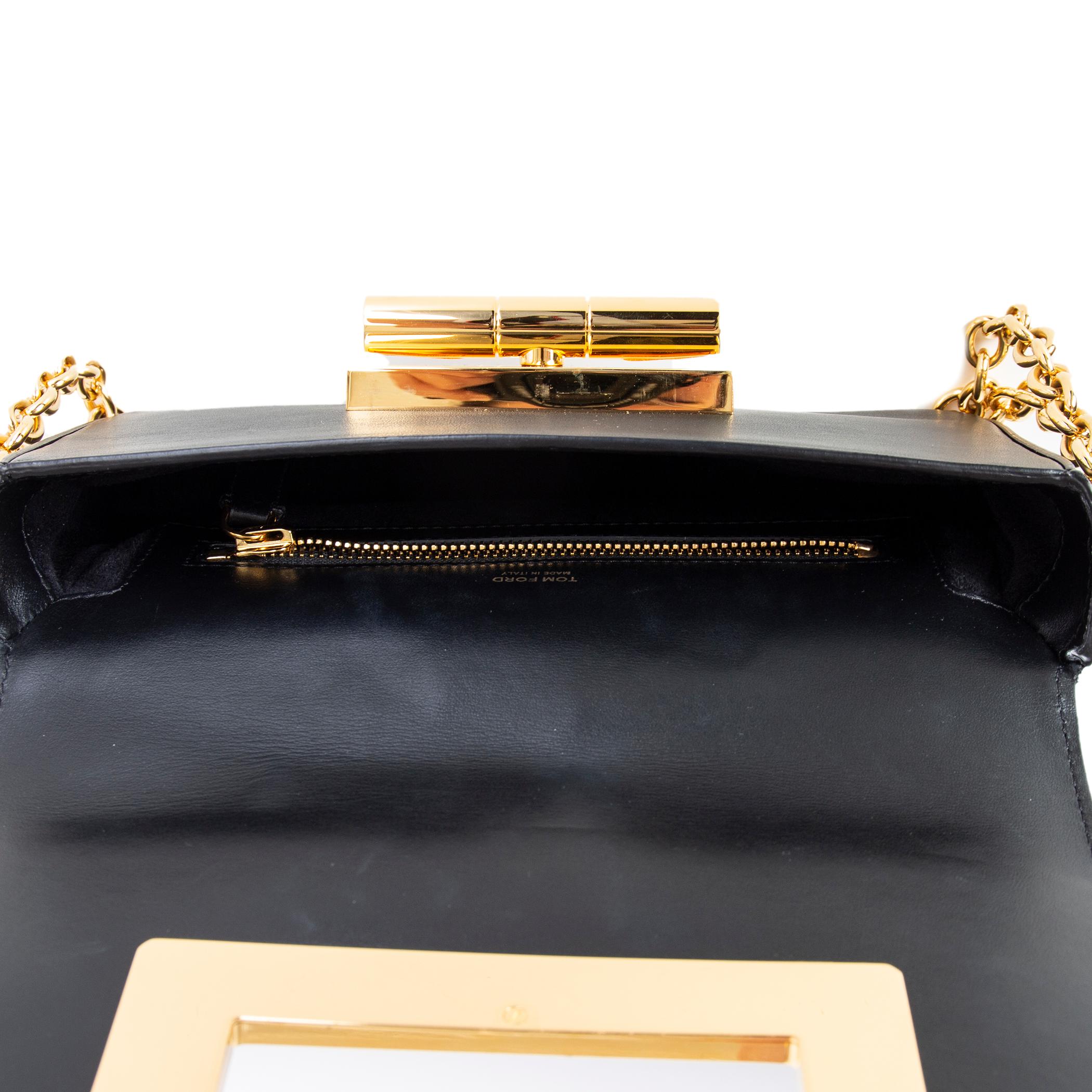 TOM FORD black leather NATALIA Shoulder Bag In Excellent Condition For Sale In Zürich, CH