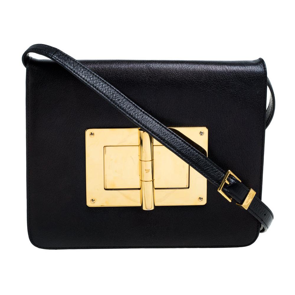 Tom Ford Black Leather Natalia Shoulder Bag