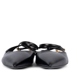 TOM FORD black leather PADLOCK 10MM Ballet Flats Shoes 40 fit 39.5