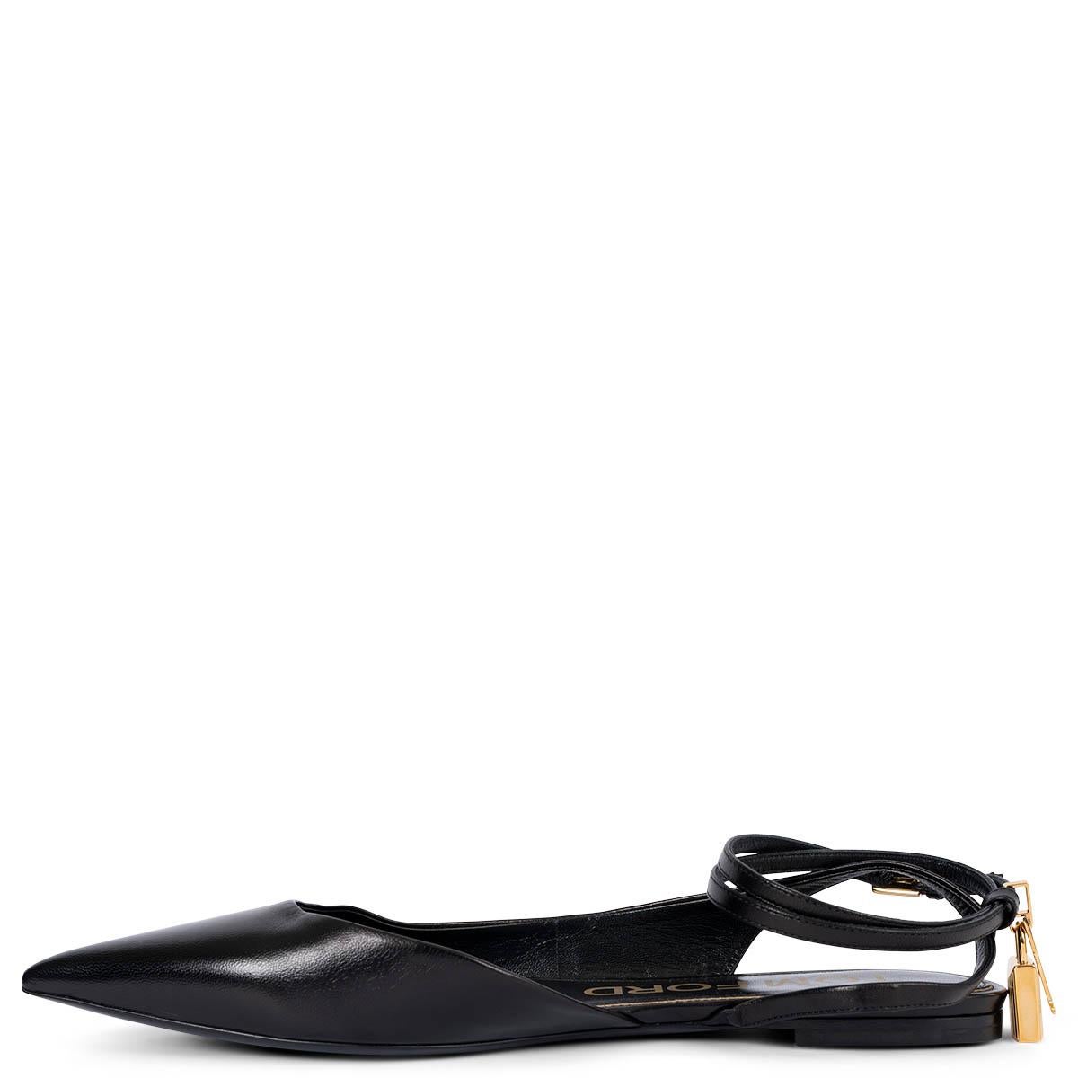 TOM FORD black leather PADLOCK 10MM Ballet Flats Shoes 40 fit 39.5 In New Condition For Sale In Zürich, CH