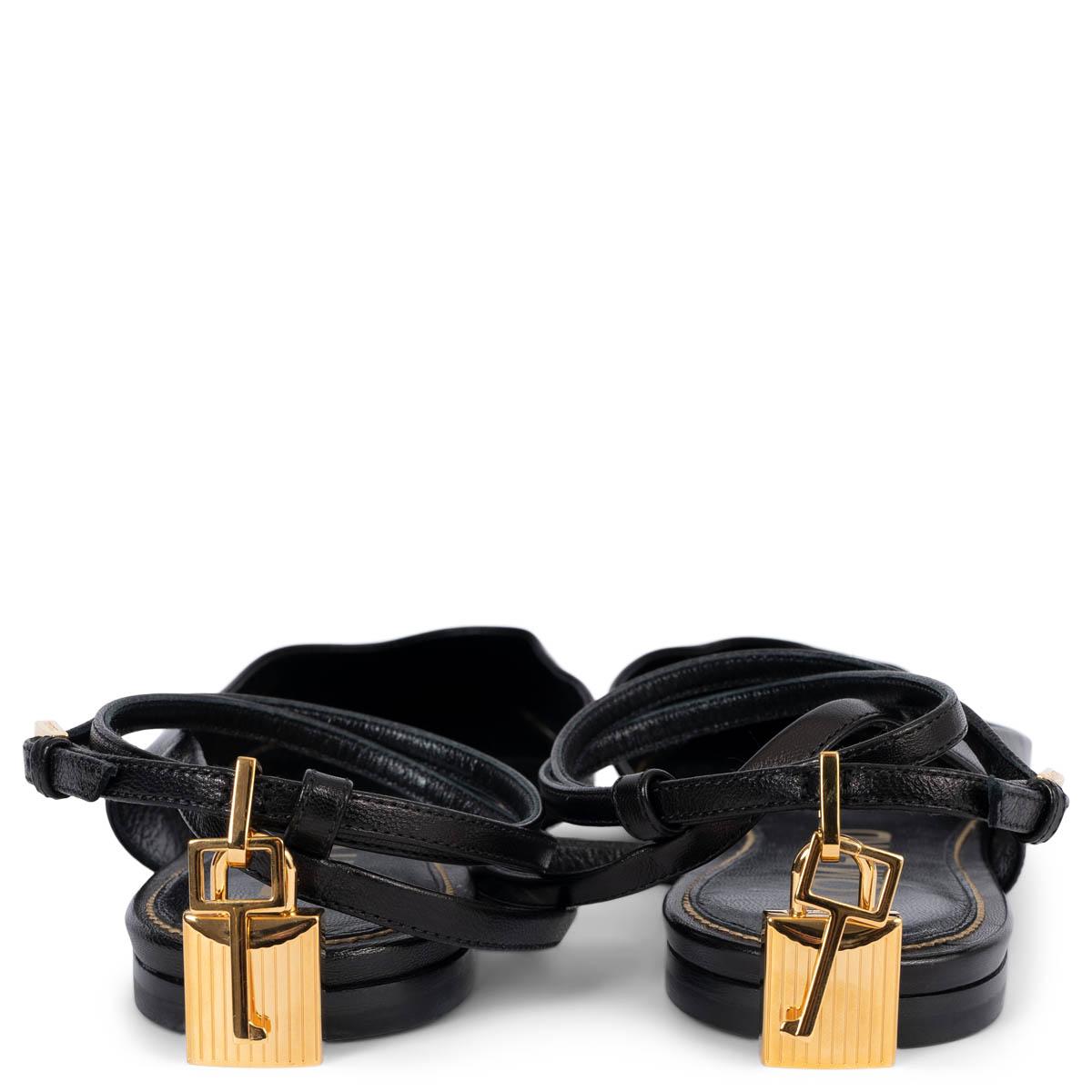 Women's TOM FORD black leather PADLOCK 10MM Ballet Flats Shoes 40 fit 39.5 For Sale
