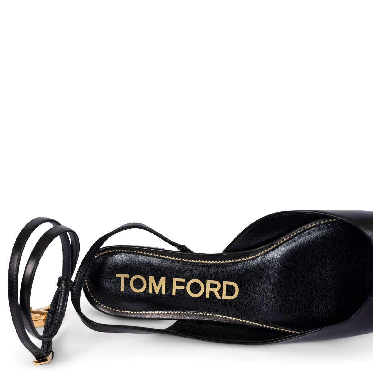 TOM FORD black leather PADLOCK 10MM Ballet Flats Shoes 40 fit 39.5 For Sale 2