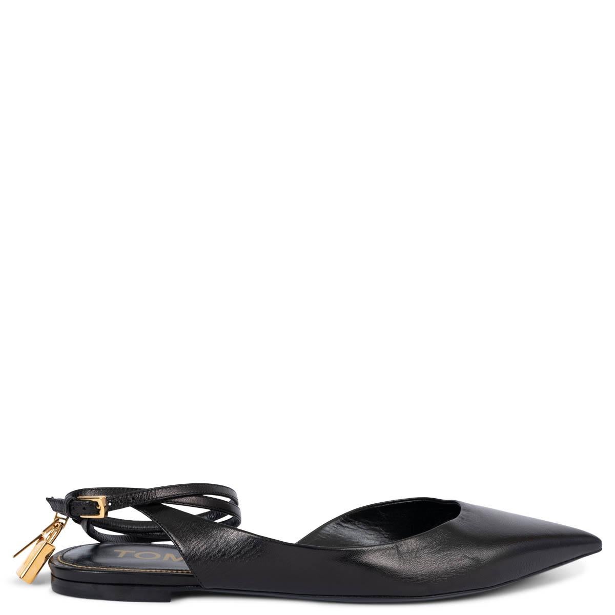 TOM FORD black leather PADLOCK 10MM Ballet Flats Shoes 40 fit 39.5 For Sale