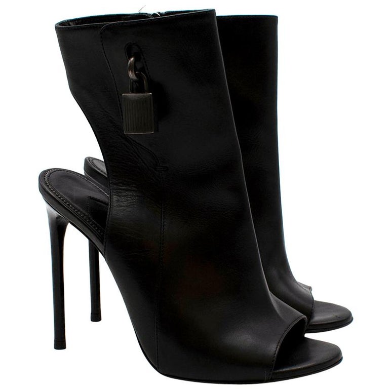 Tom Ford Black Leather Padlock Open Toe Booties 37.5 at 1stDibs | gucci ...