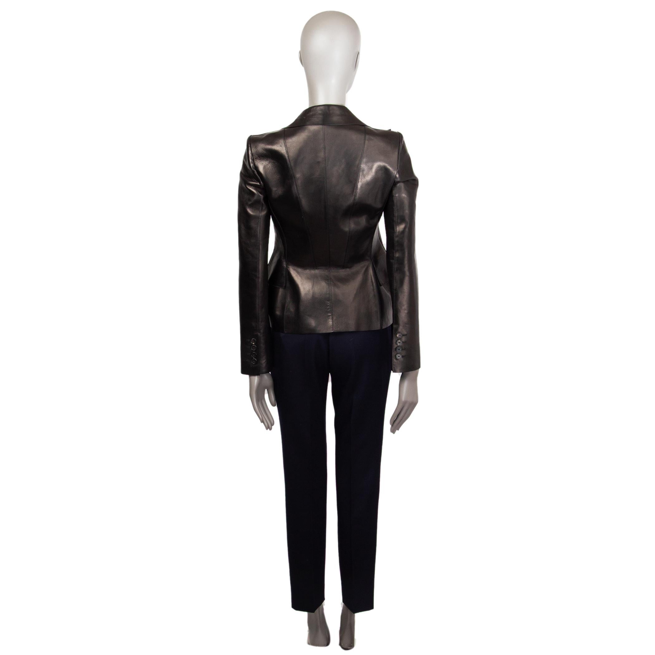 Black TOM FORD black LEATHER PEAK COLLAR Jacket 38 XS