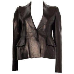 TOM FORD black LEATHER PEAK COLLAR Jacket 38 XS