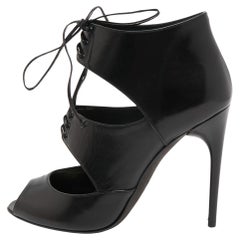 Tom Ford - Bottines peep toes en cuir noir - Taille 39,5