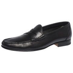 Tom Ford Black Leather Penny Slip On Loafers Size 42