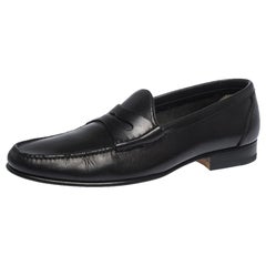 Tom Ford Black Leather Penny Slip On Loafers Size 42