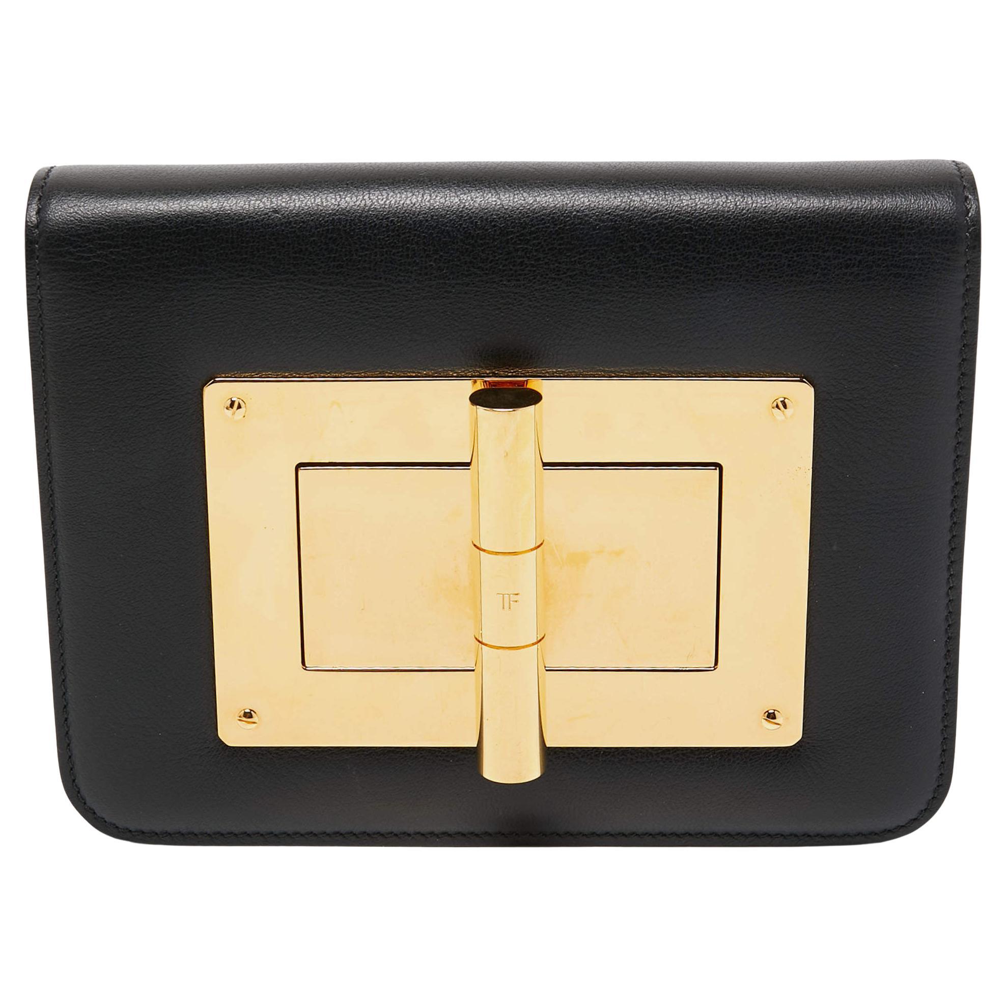 Tom Ford Black Leather Small Natalia Crossbody Bag For Sale