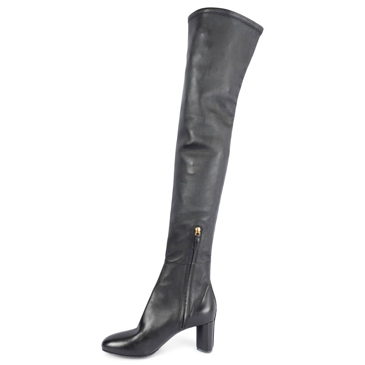 TOM FORD cuero negro STRETCH OVER KNEE Boots Zapatos 38 Negro en venta