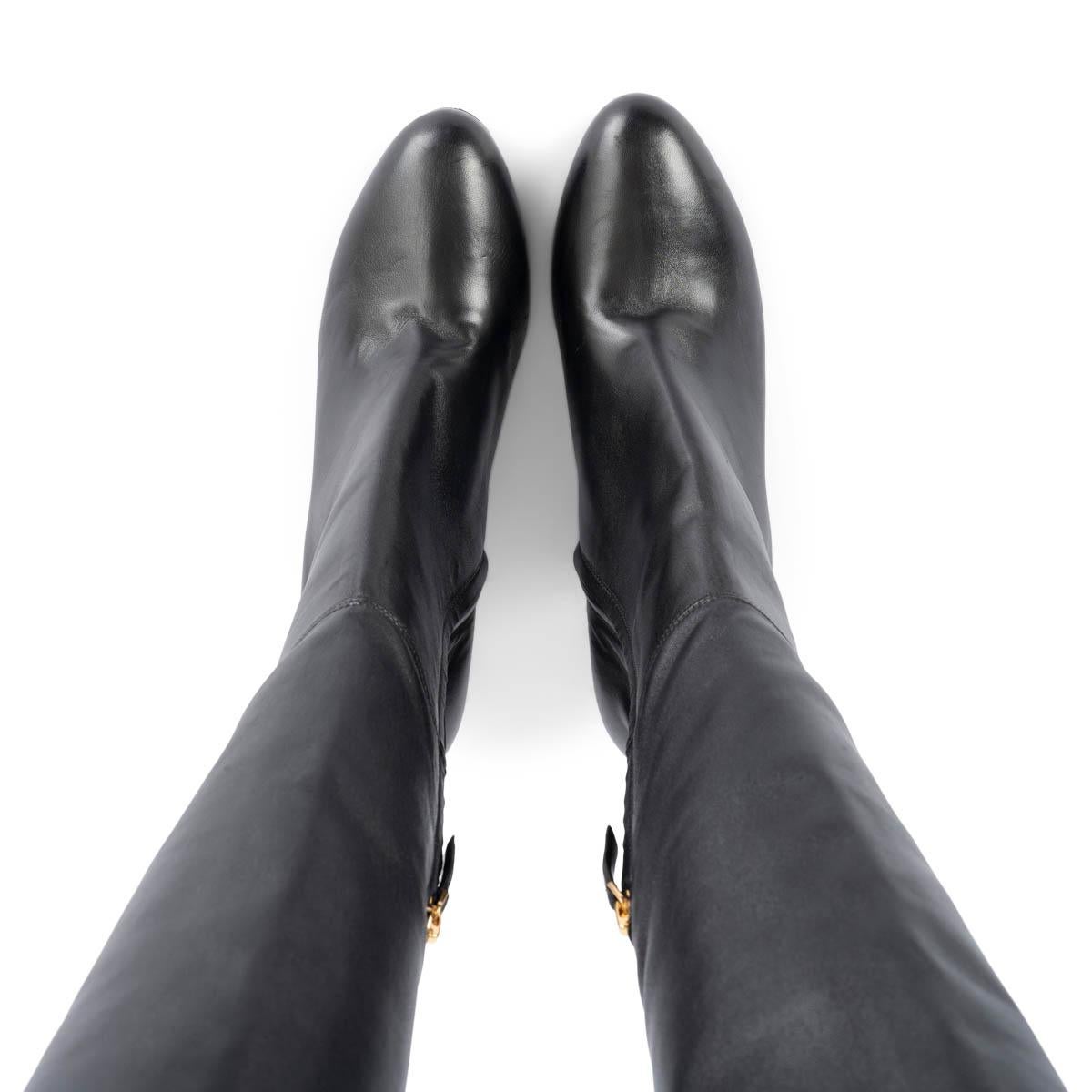 TOM FORD cuero negro STRETCH OVER KNEE Boots Zapatos 38 en venta 1
