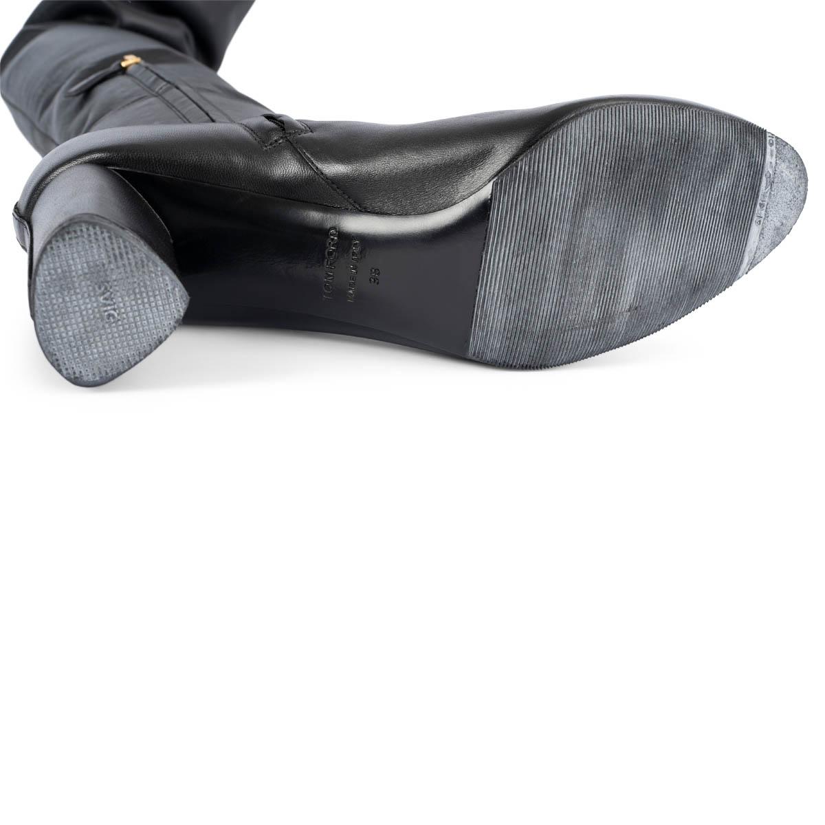 TOM FORD cuero negro STRETCH OVER KNEE Boots Zapatos 38 en venta 2