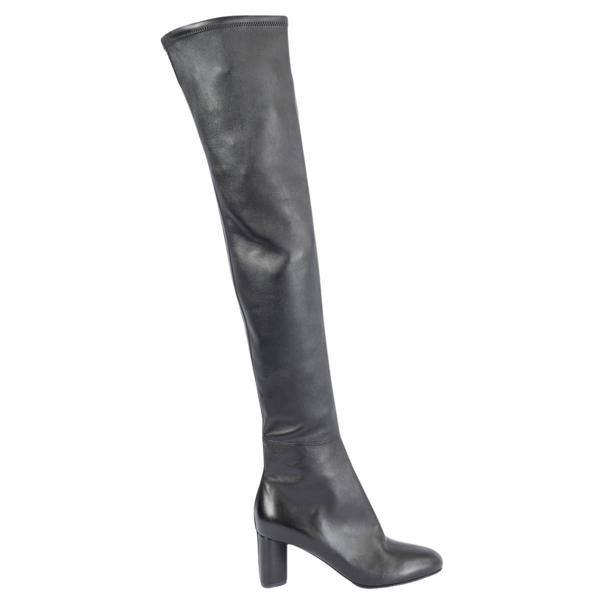 TOM FORD cuero negro STRETCH OVER KNEE Boots Zapatos 38 en venta