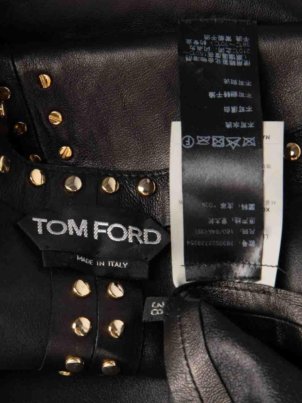 Débardeur clouté en cuir noir Tom Ford Taille XS en vente 1