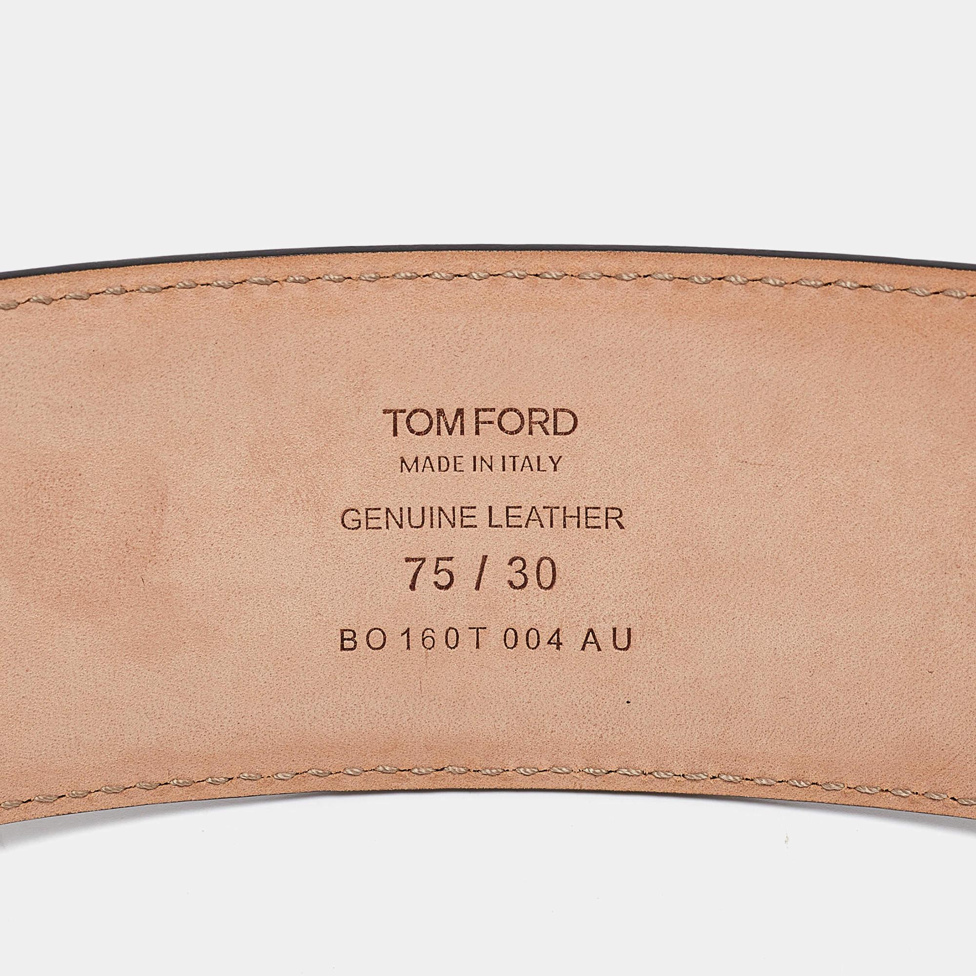 Women's Tom Ford Black Leather T Buckle Wide Belt 75CM