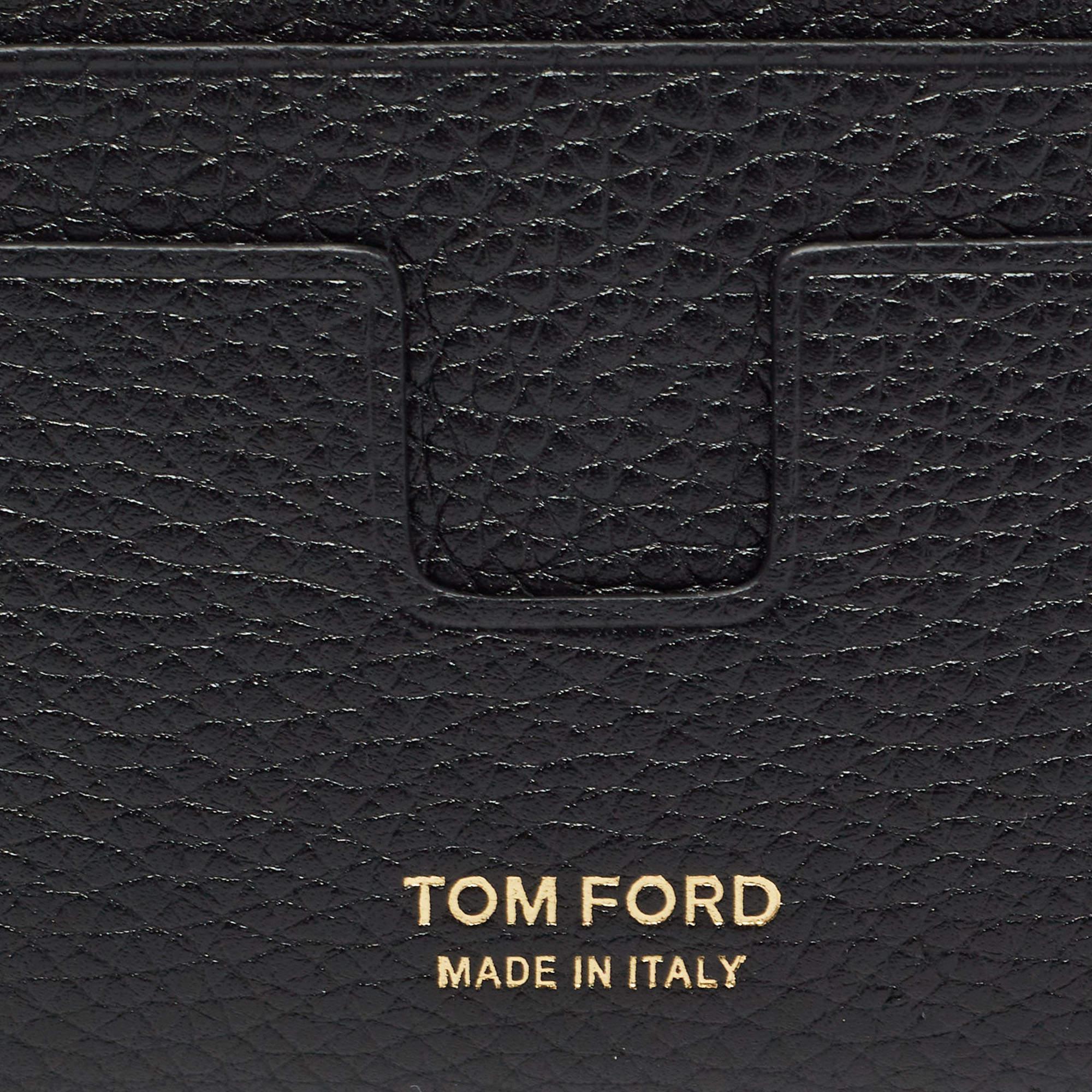 Tom Ford Black Leather T-Line Card Holder 6