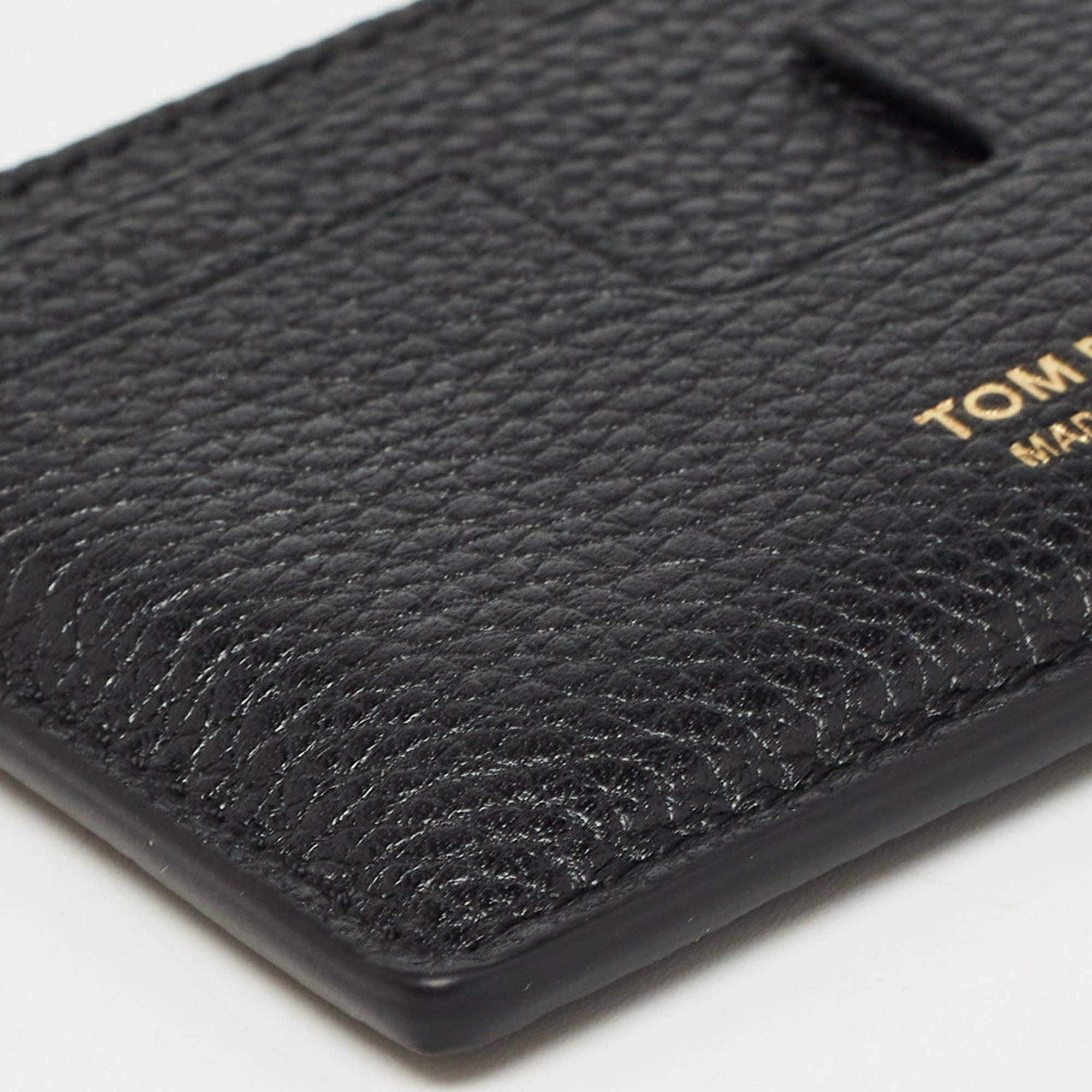 Tom Ford Black Leather T-Line Card Holder 3