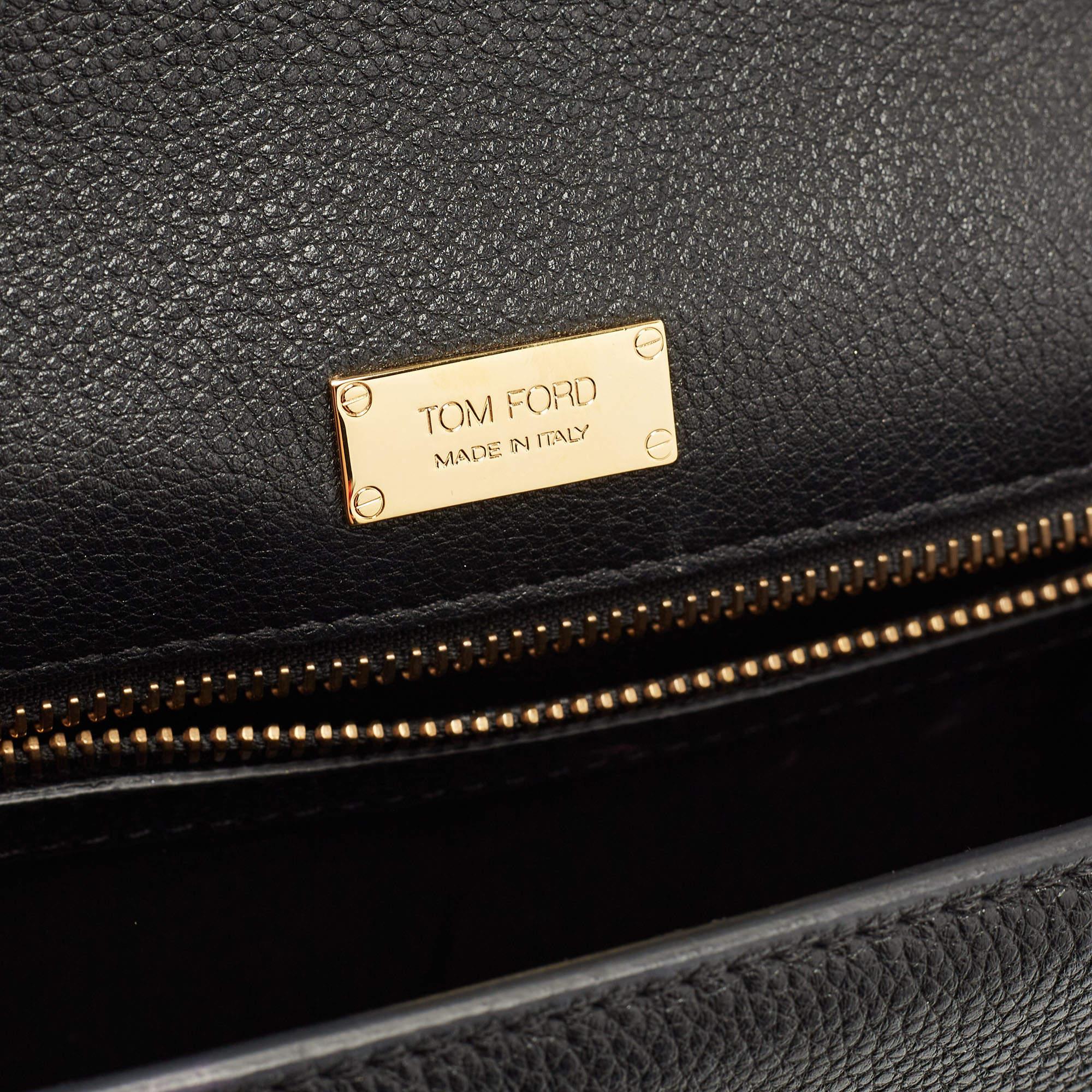 Tom Ford Black Leather Tara Chain Shoulder Bag 6
