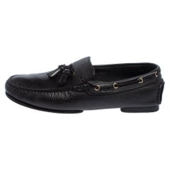 Tom Ford Black Leather Tassel Slip On Loafers Size 43