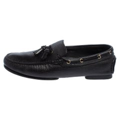 Tom Ford Black Leather Tassel Slip On Loafers Size 43