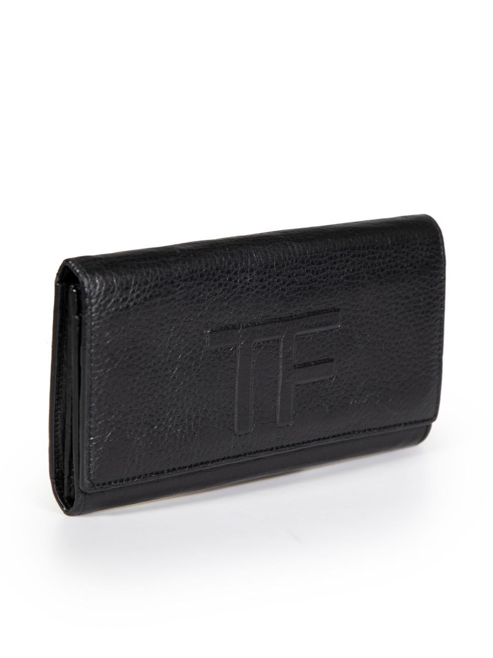 CONDITION is Very good. Minimal wear to wallet is evident. Two small indentations to leather embossed front and inside front on this used Tom Ford designer resale item.
 
 
 
 Details
 
 
 Black
 
 Leather
 
 Wallet
 
 Embossed logo detail
 
 Flap