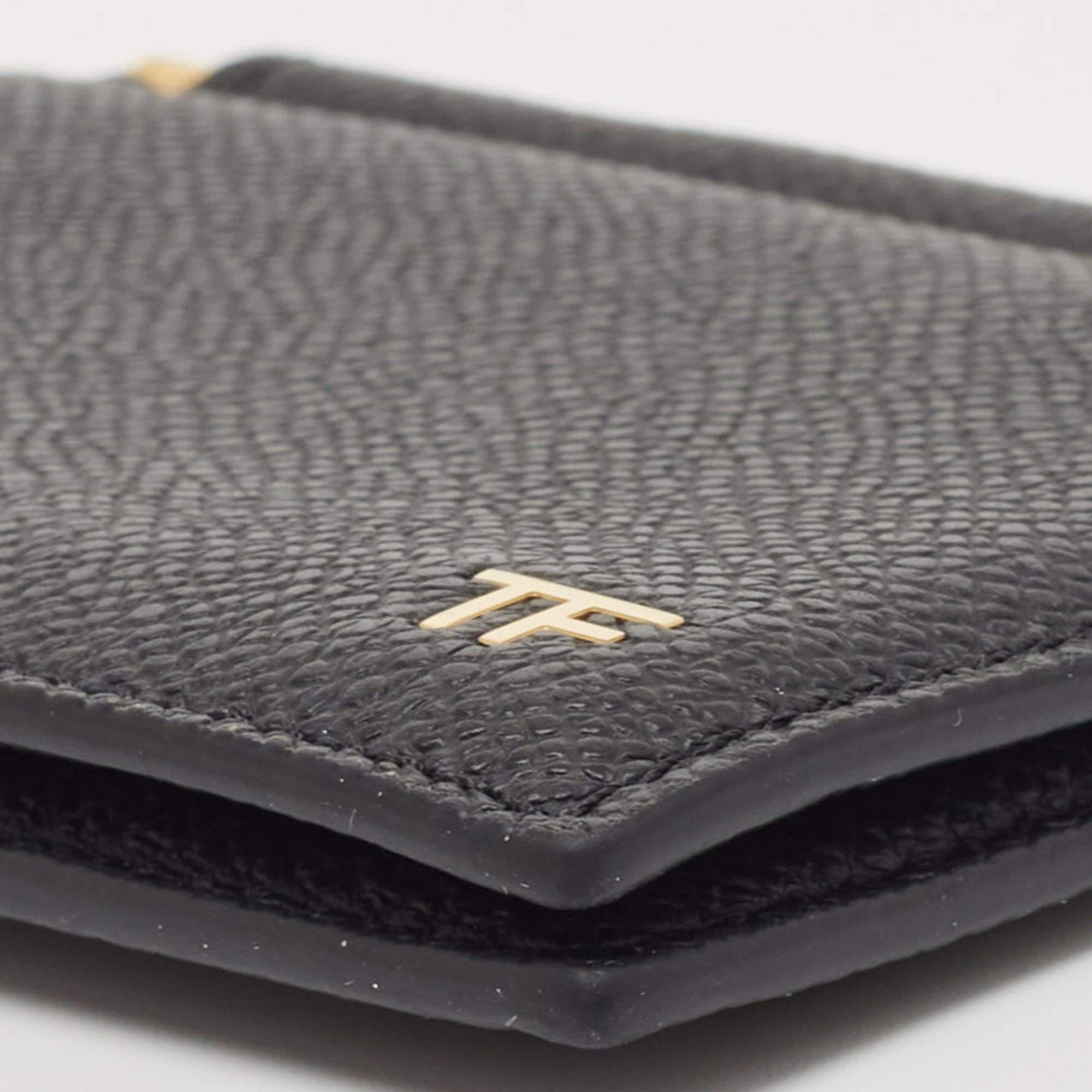 Tom Ford Black Leather TF Logo Money Clip In Good Condition For Sale In Dubai, Al Qouz 2