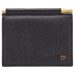Used Tom Ford Black Leather TF Logo Money Clip