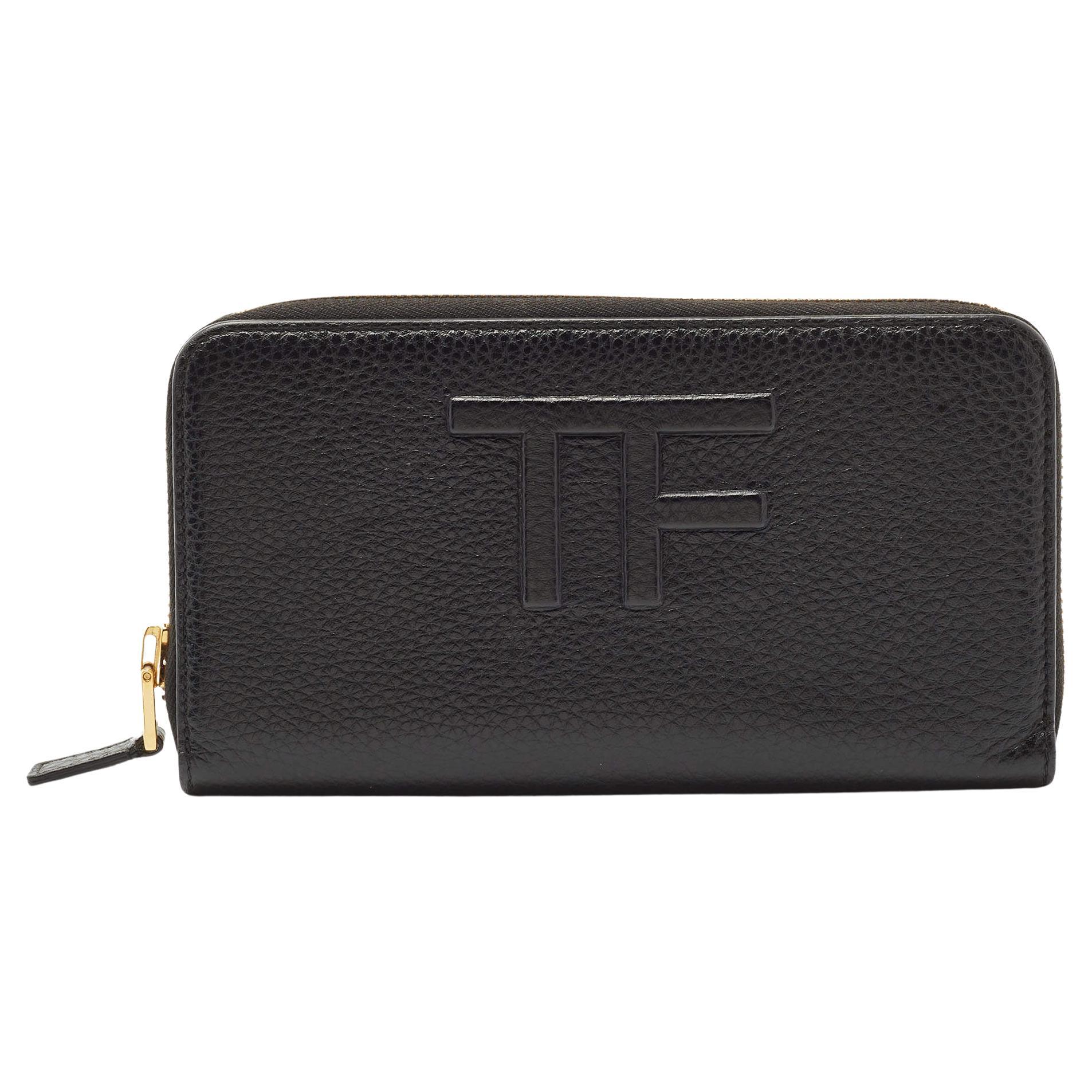 Tom Ford Black Leather TF Zip Around Continental Wallet For Sale at 1stDibs