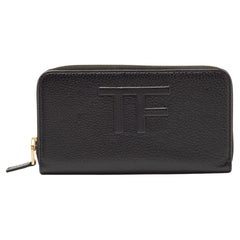 Tom Ford Black Leather TF Zip Around Continental Wallet