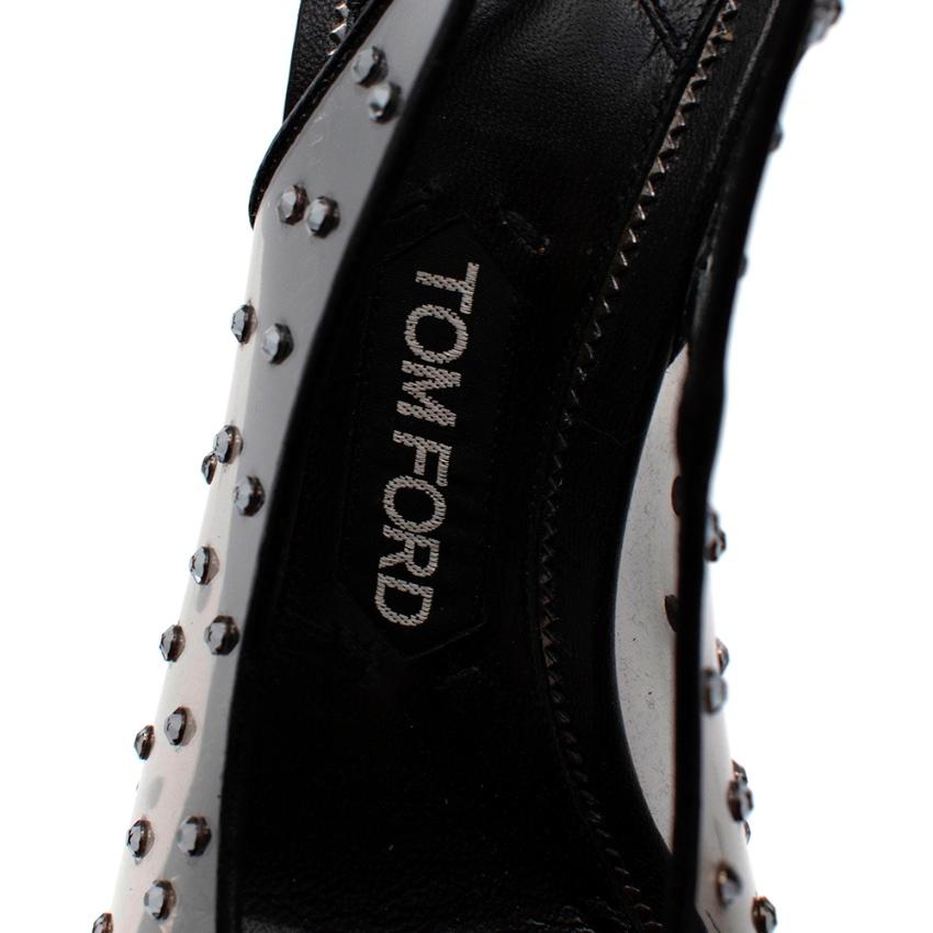 Tom Ford Black Leather & Vinyl Heeled Peep-toe Sling-backs - Size 38 1