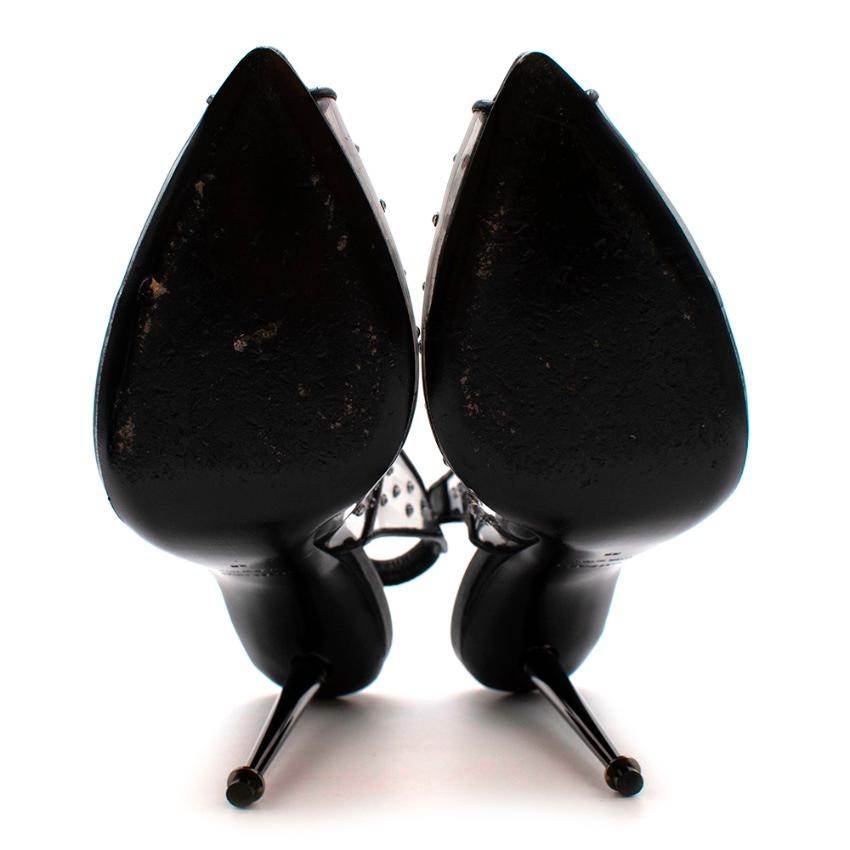 Tom Ford Black Leather & Vinyl Heeled Peep-toe Sling-backs - Size 38 2
