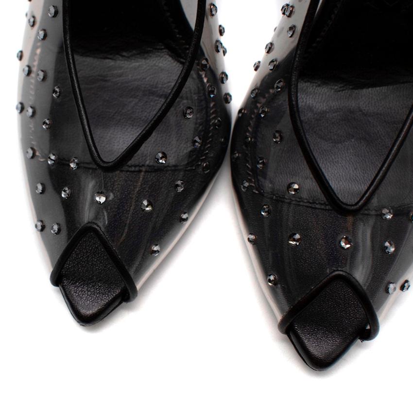 Tom Ford Black Leather & Vinyl Heeled Peep-toe Sling-backs - Size 38 5