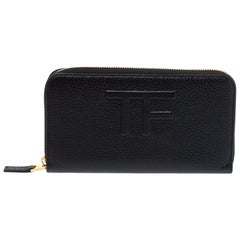 Tom Ford Black Leather Zip Around Wallet