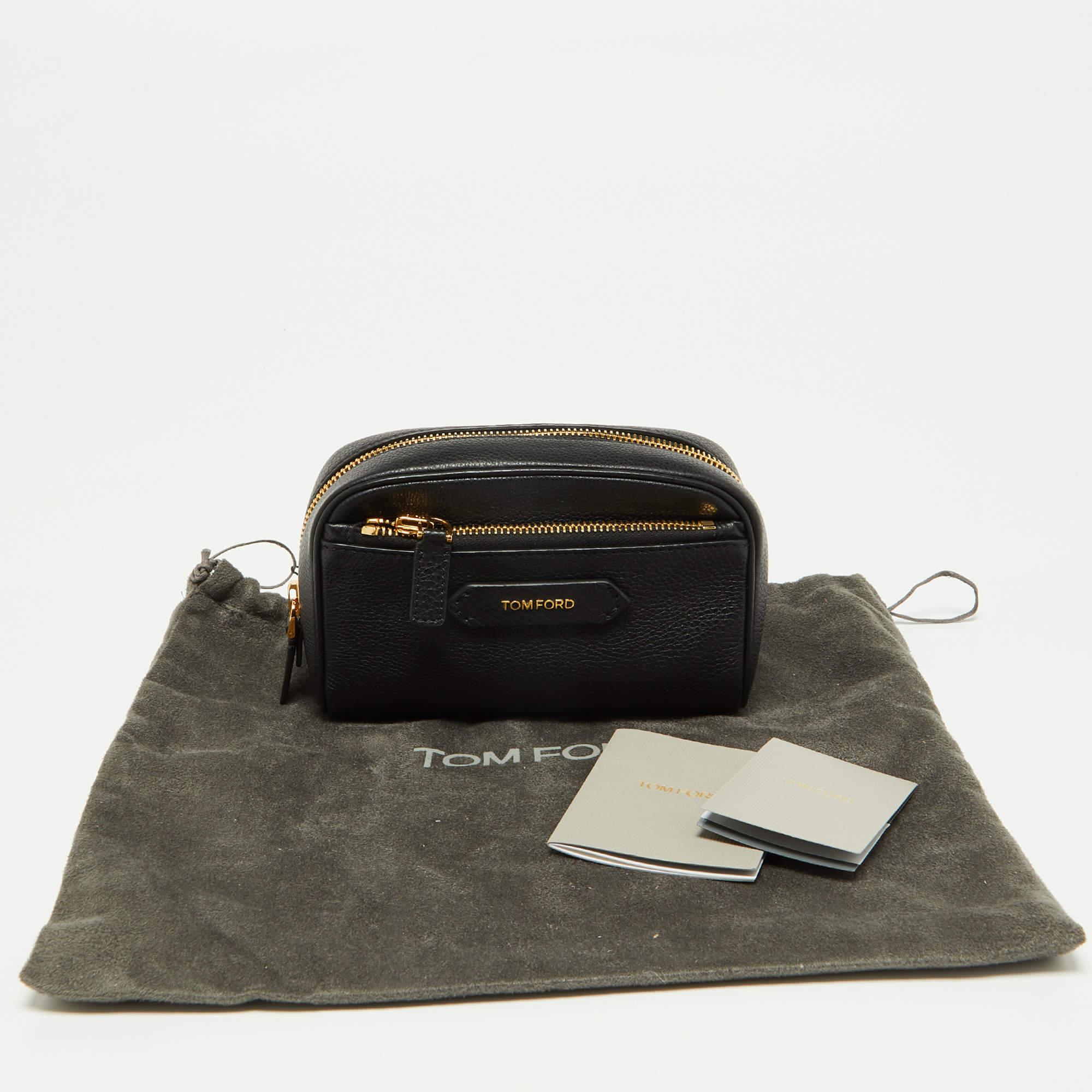 Tom Ford Black Leather Zip Pouch 7