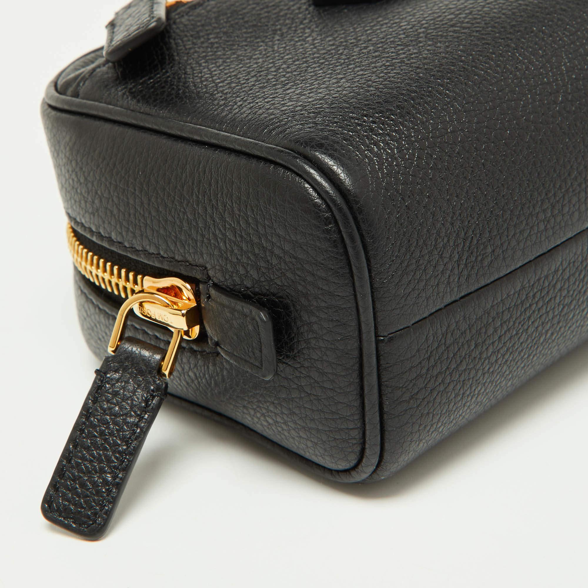 Tom Ford Black Leather Zip Pouch 1