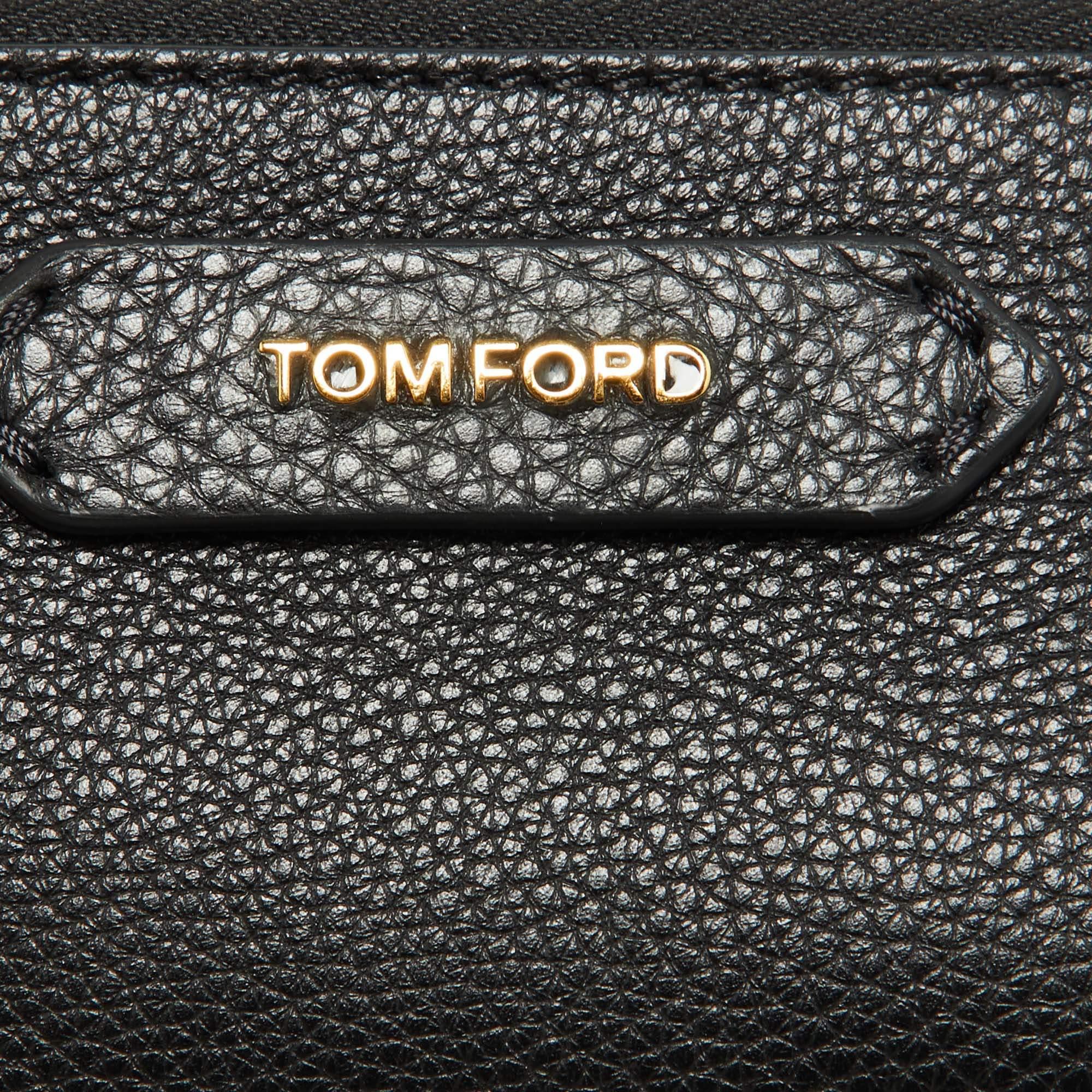 Tom Ford Black Leather Zip Pouch 3