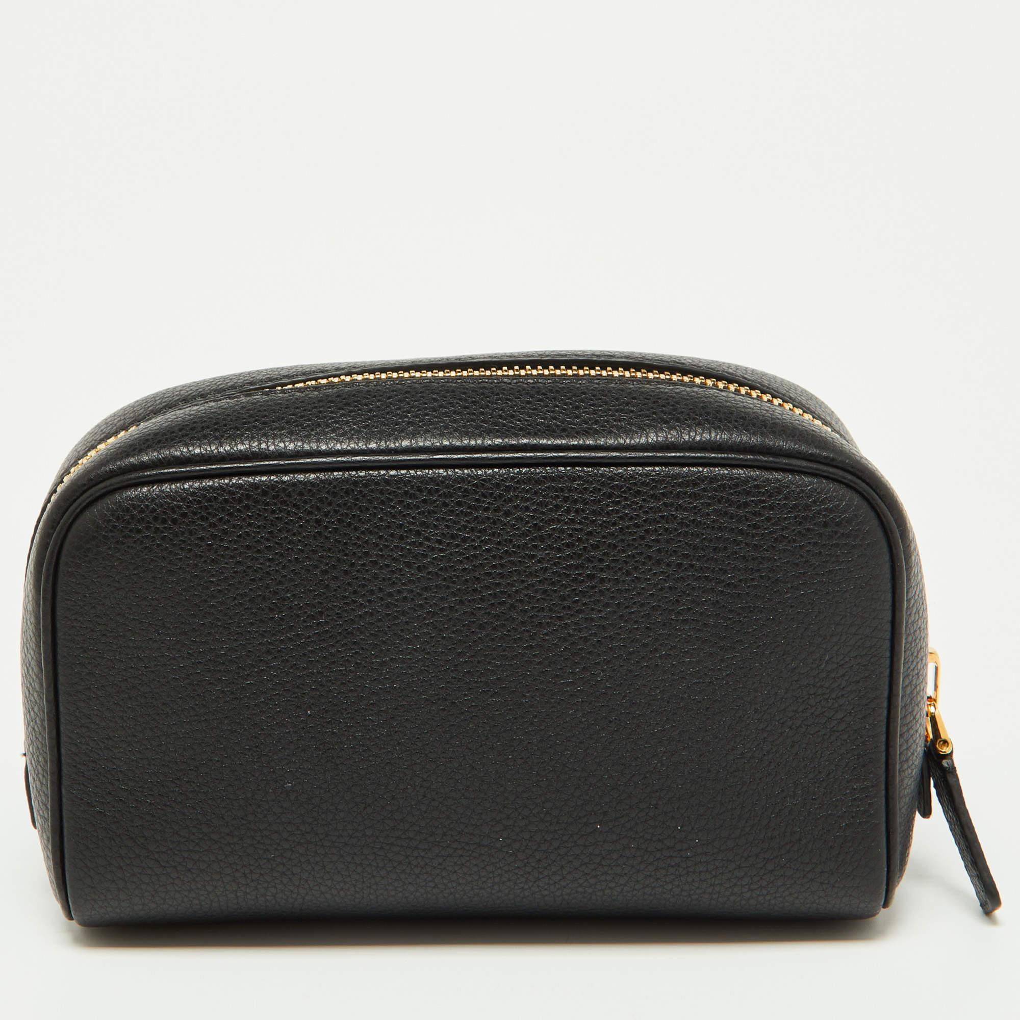 Tom Ford Black Leather Zip Pouch 4