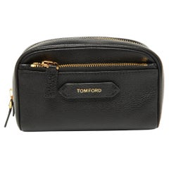 Tom Ford Schwarzes Leder-Etui mit Reißverschluss