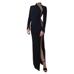 TOM FORD BLACK LONG DRESS w/TRANSPARENT INSERTS size S