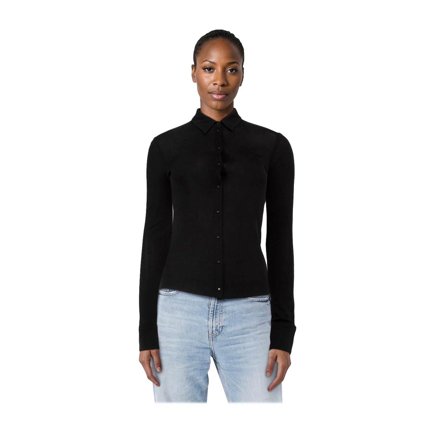 Tom Ford Schwarz Langarm Button Down Hemd Größe S