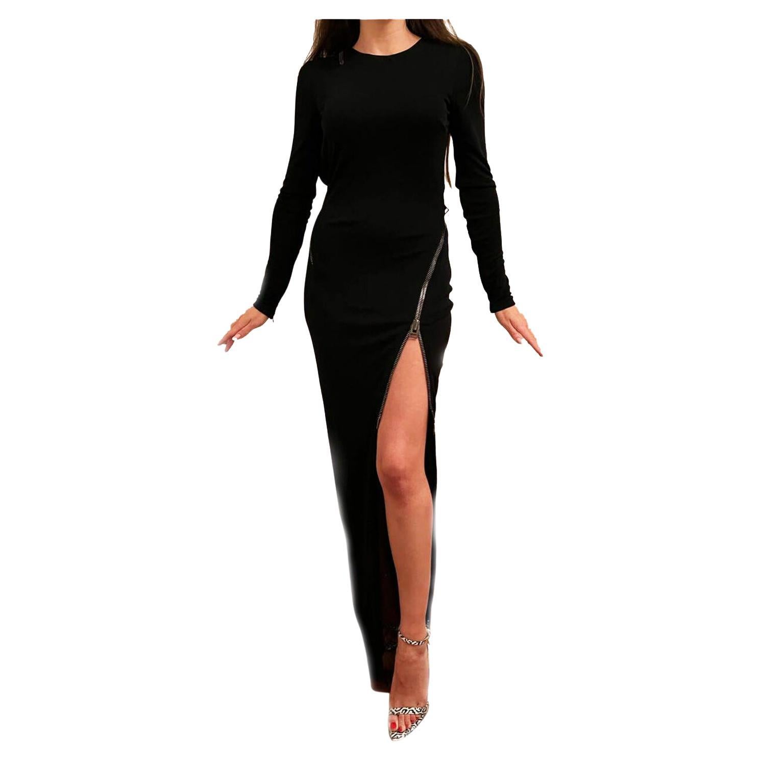 TOM FORD BLACK LONG VISCOSE BODYCON DRESS size 40 - 4