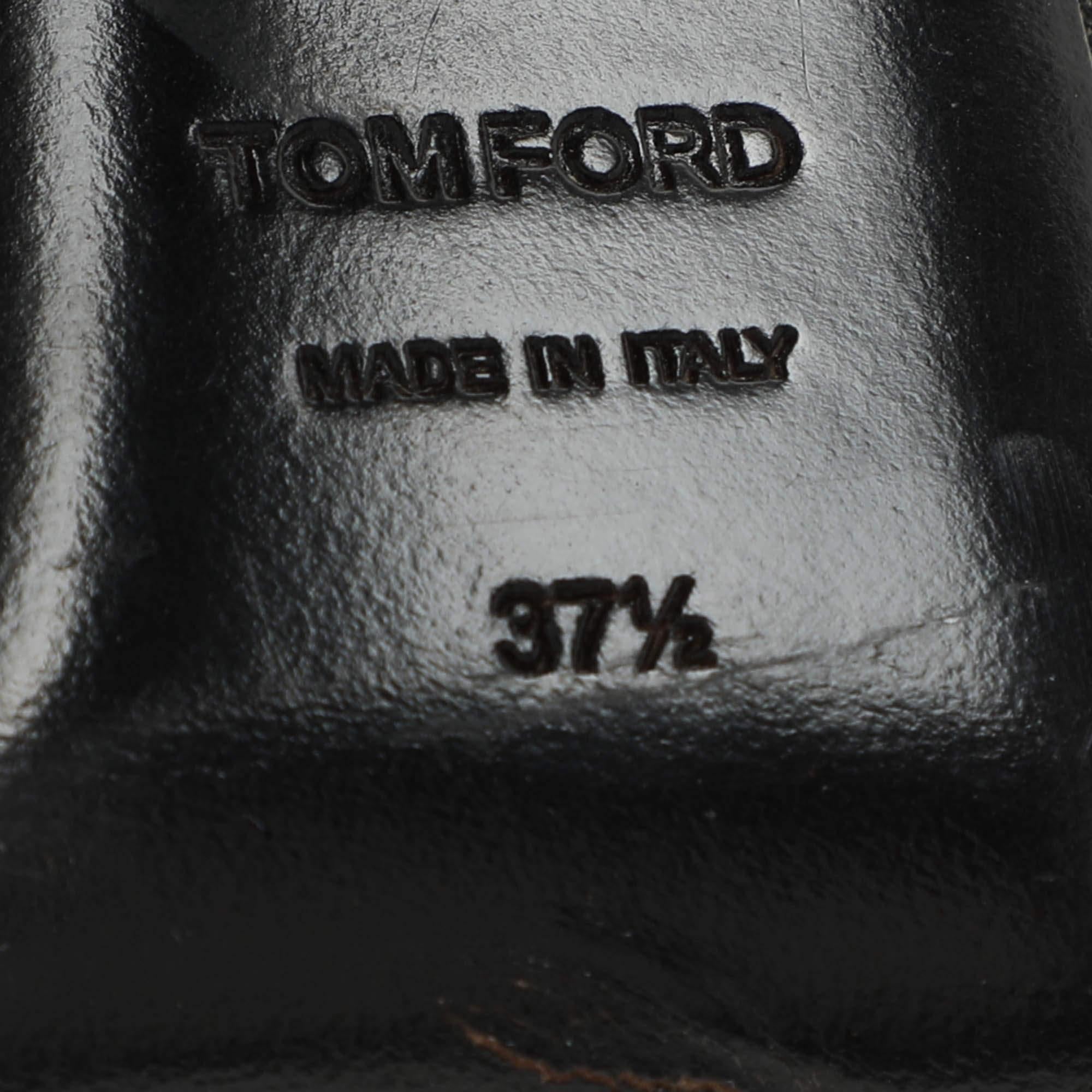 Tom Ford Black Lurex Fabric Platform Ankle Strap Pumps Size 37.5 4