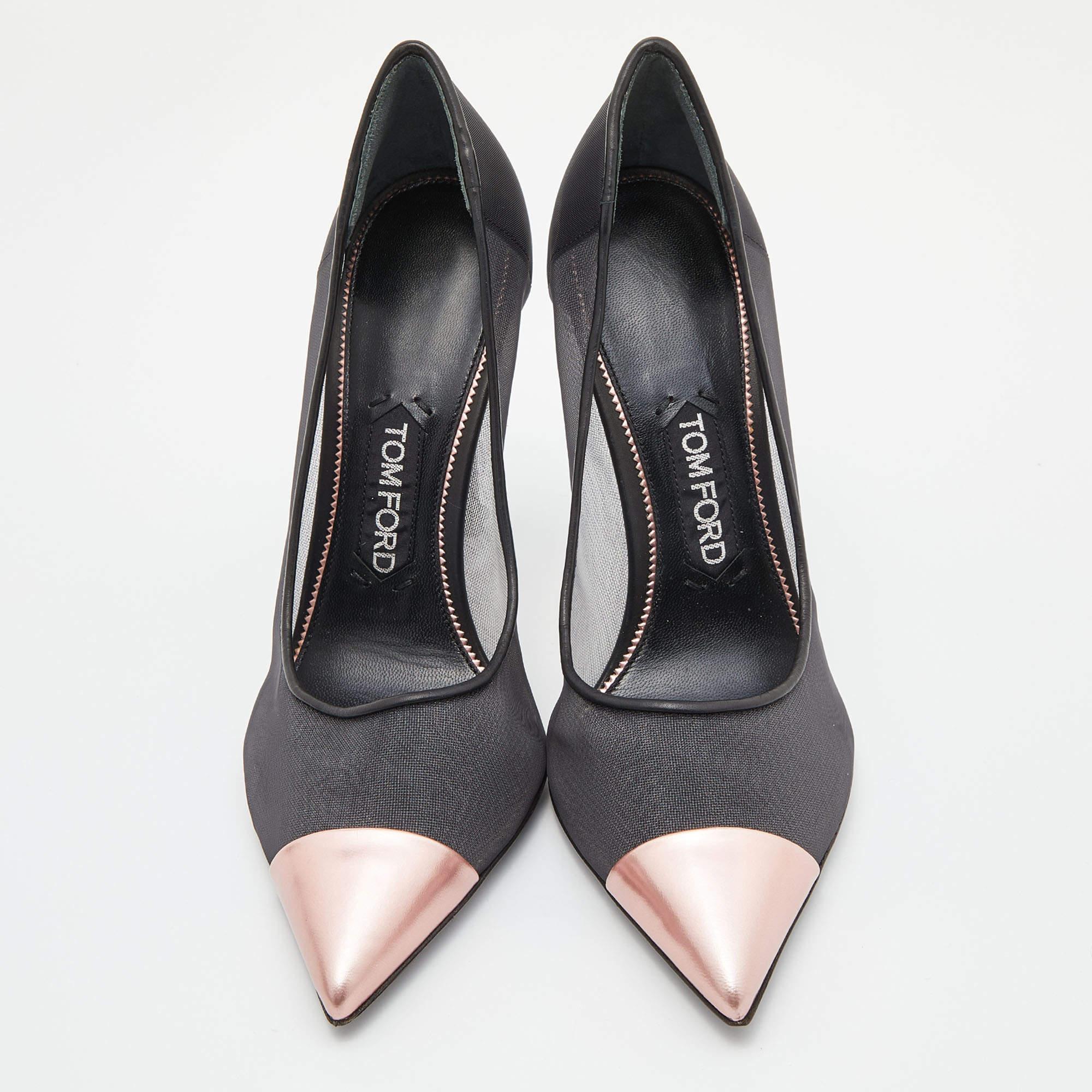 These pumps from Tom Ford are meant for seasons of comfort and style. Crafted from mesh & leather, they feature an elegant shape with pointed toes and 11 cm heels. ​These pumps are a must-have

Includes: Original Dustbag, Extra Heel Tips

