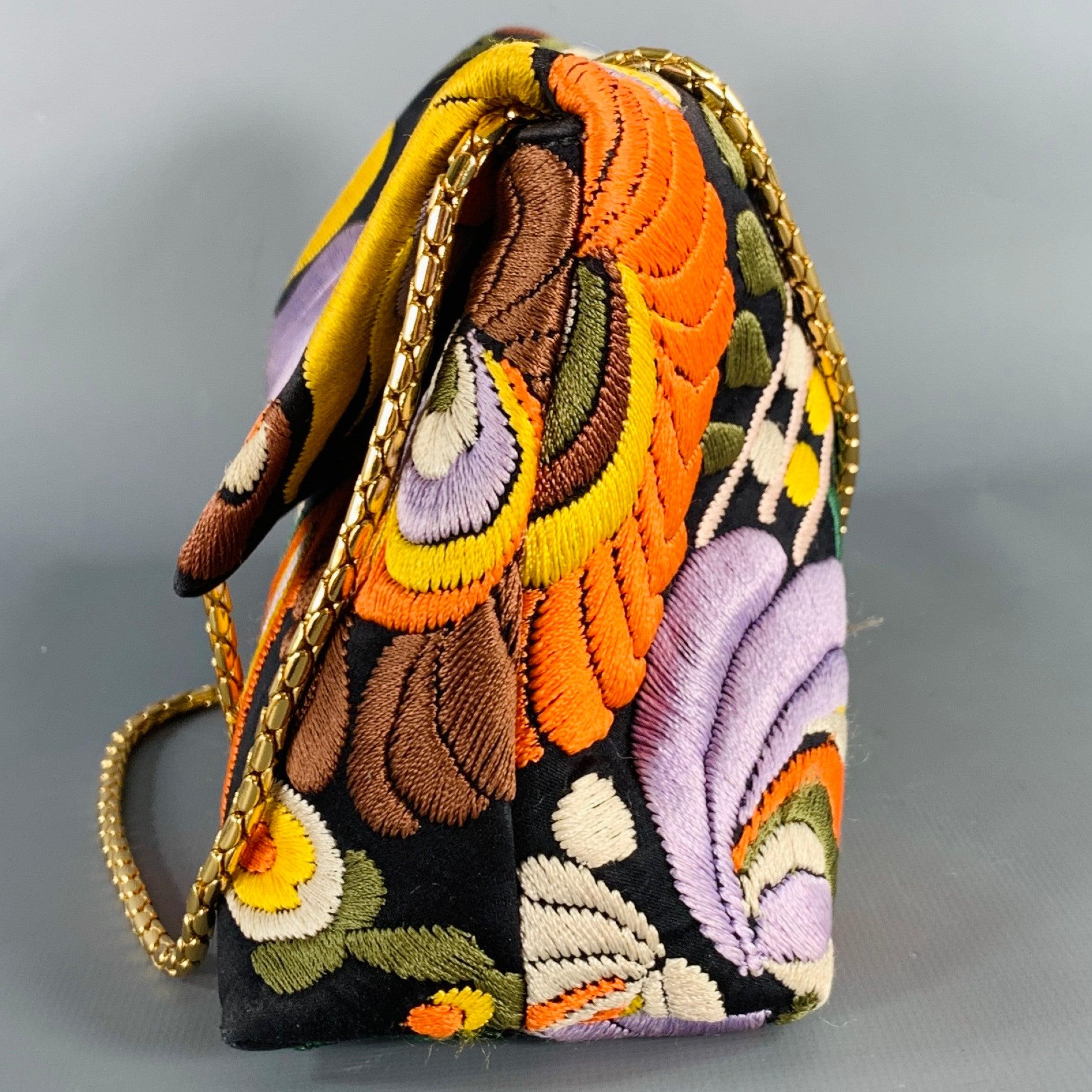 TOM FORD Sac à main en cuir brodé multicolore noir Pour hommes en vente