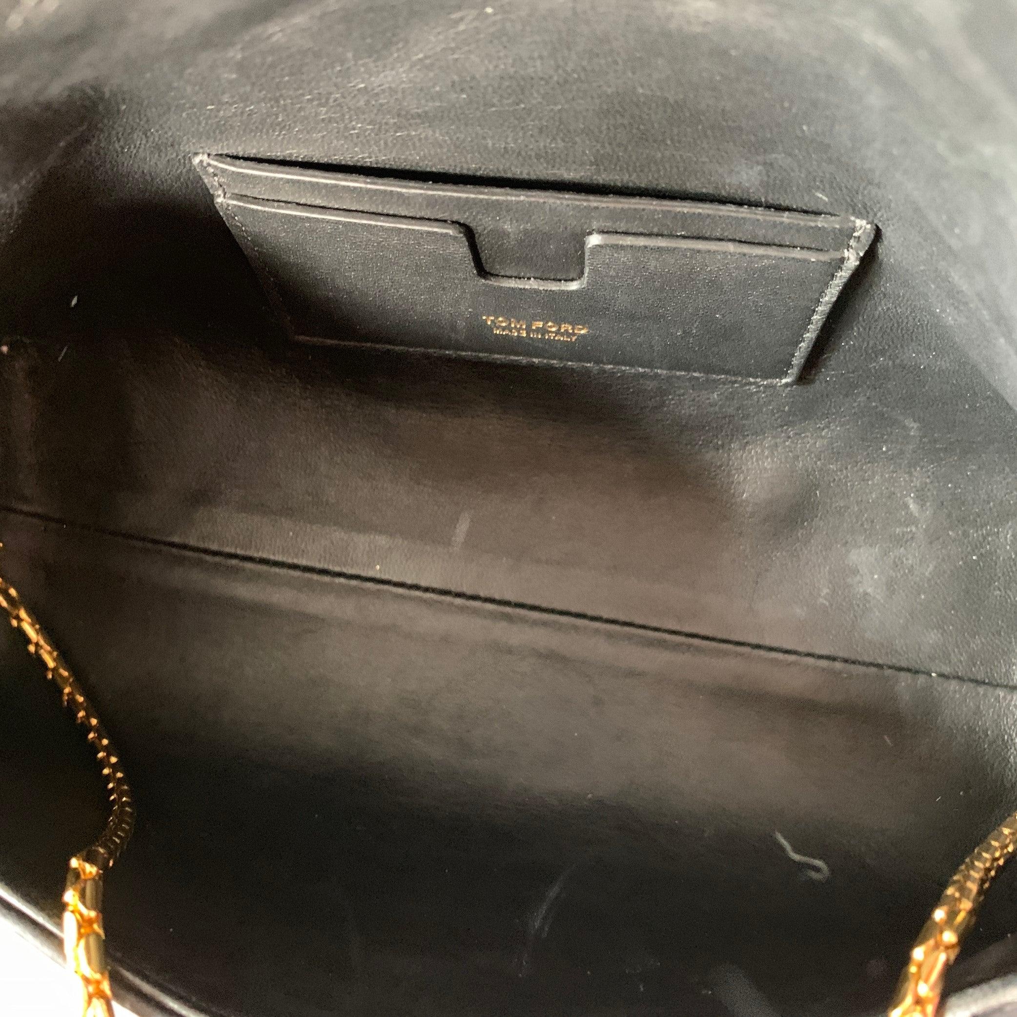 TOM FORD Sac à main en cuir brodé multicolore noir en vente 1
