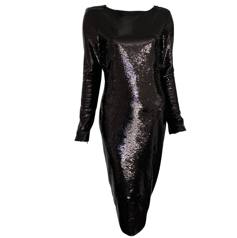 Tom Ford Black Open Back Zip Liquid Sequin Dress Size 42 at 1stDibs | tom  ford black sequin dress, tom ford sequin dress, tom ford liquid sequin dress