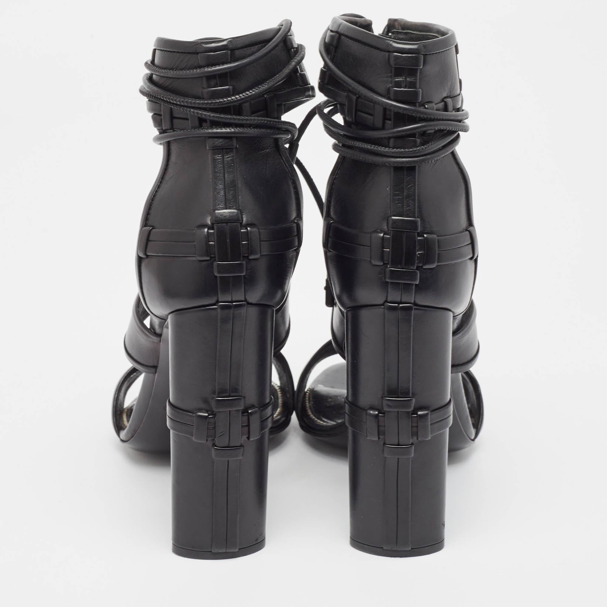 Tom Ford Black Paneled Leather Patchwork Ankle Strap Sandals Size 36.5 2
